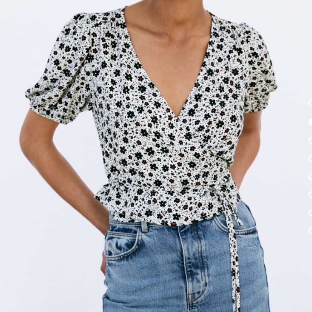 Zara floral print wrap top, crop style